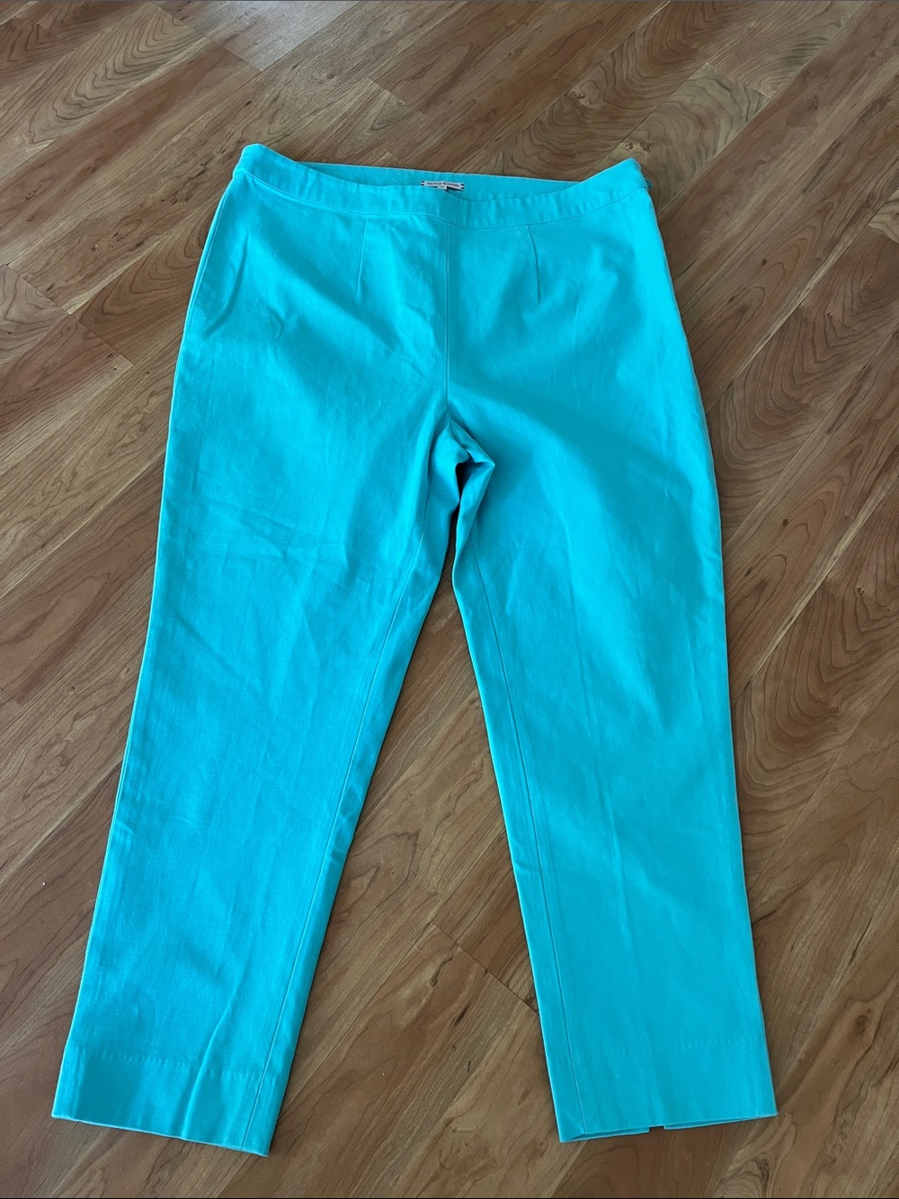 Frances Valentine cotton stretch side zip Turquoise Straight-ankle  Pants 12